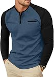 Sailwind Hommes manches longues Henley Chemises Casual Classic Tee Button de coton Henley