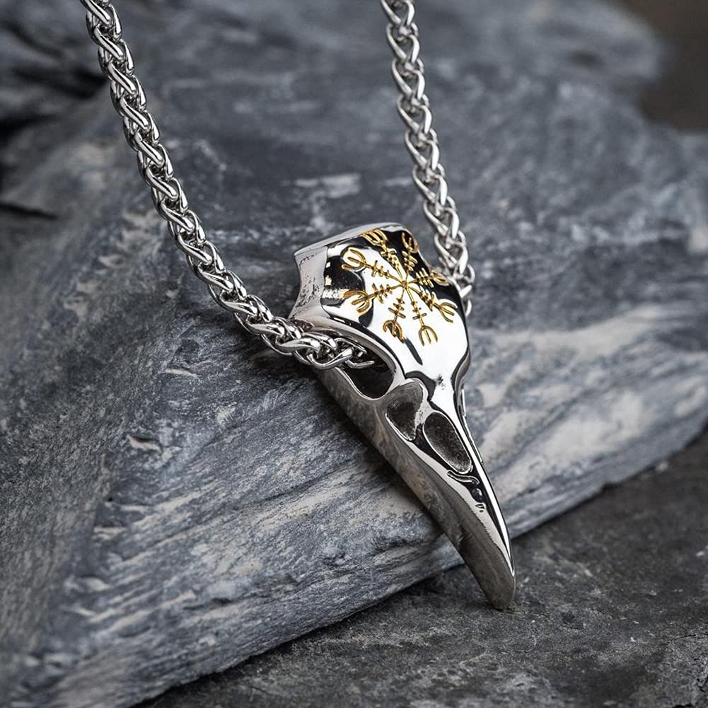 Norse Mythology Viking Raven Skull Necklace FaithHeart Viking