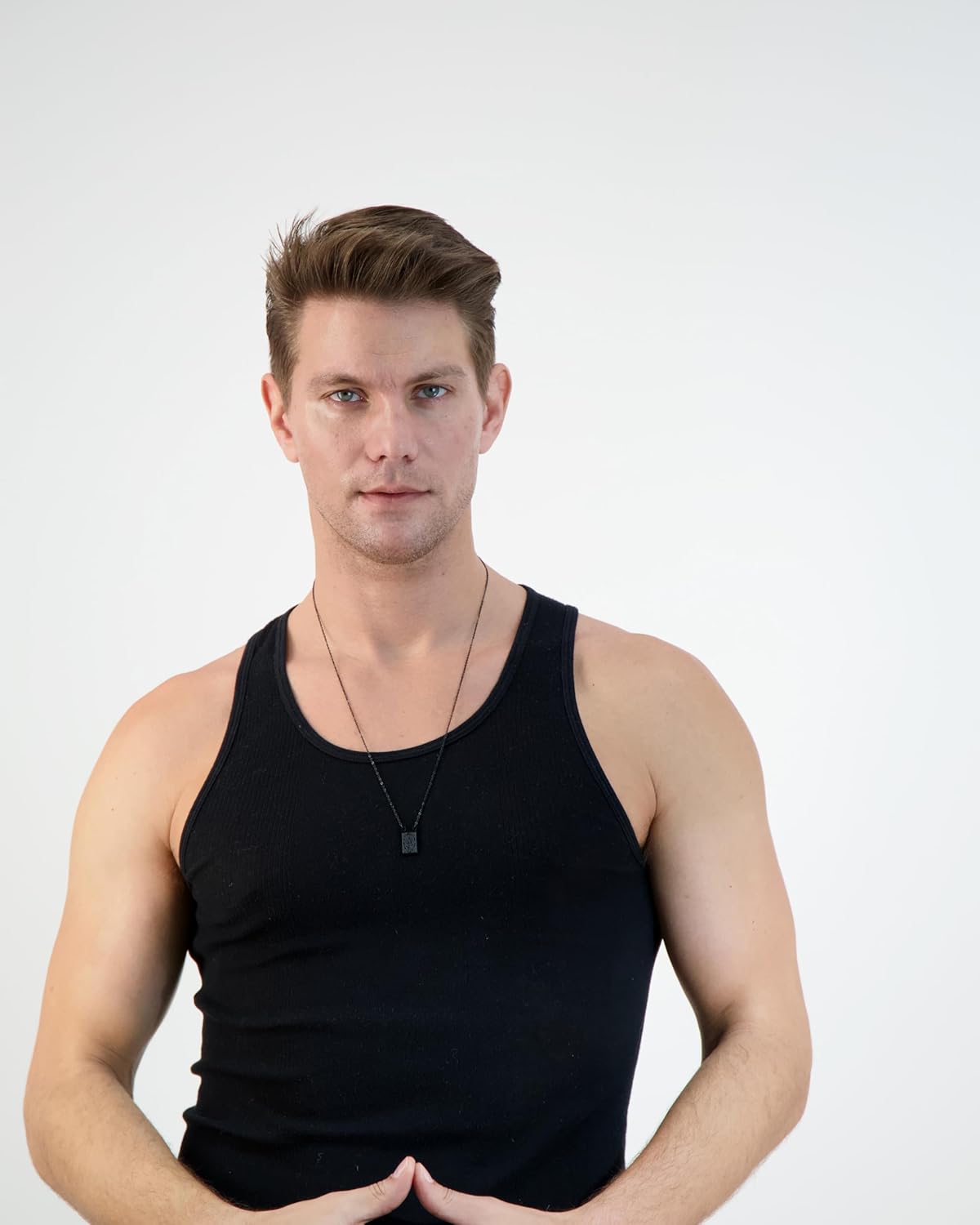 Steeltime 18K Gold Plated Stainless Steel Virgin Mary Guadalupe/St Benedict Scapular - Image 5