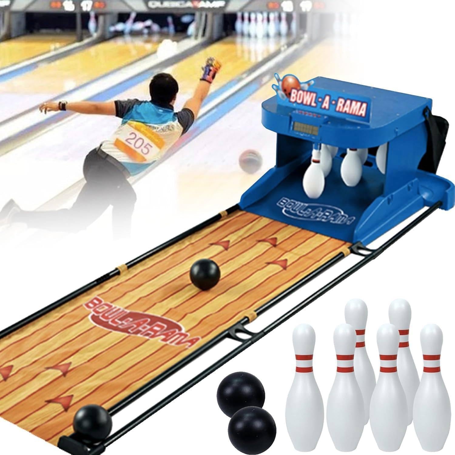 Electric Bowling Machine - Indoor Bowling Game Console with LED Scoreboard, Automatic Reset, Lighting & Simulation Sound for Fun - Ideal for Children & Adults