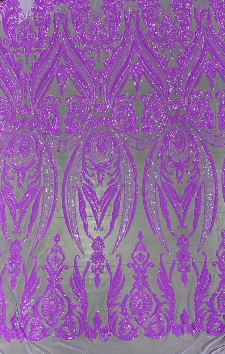 luvfabrics Sequin mesh Victorian Egg/Tulip, Sequin, 4-way Stretch, Fabric 54" Sold By the Yard, Wedding, Prom, Dresses,