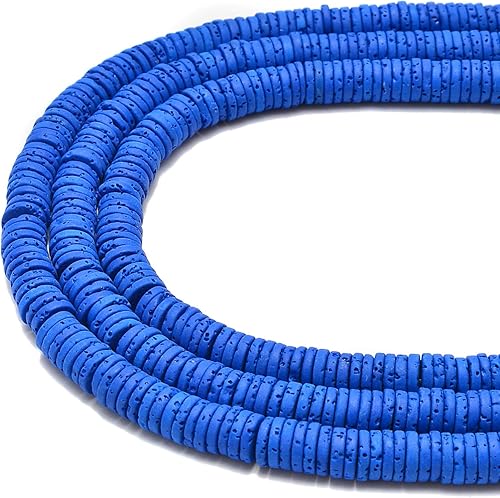 Miniatura 2 de JM Design Cuentas de discos Heishi de piedra de lava azul oscuro tamaño 0.079x0.236 in 15.5 '' hebra para la fabricación de joyas