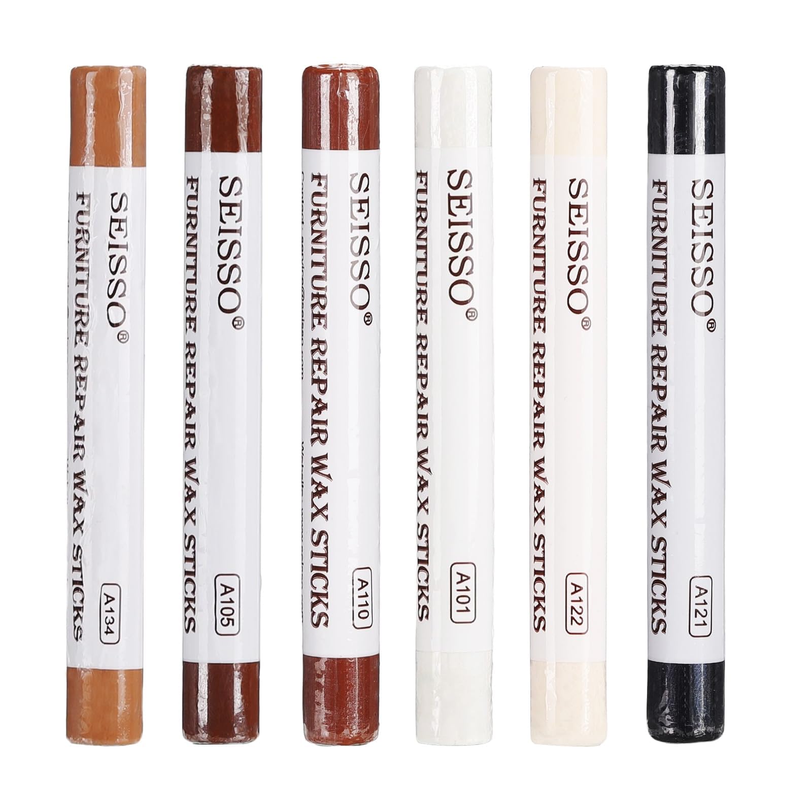 SEISSO Lápices de Cera de Reparación de Muebles 6 Colores, Cera ReparacióN, Varilla de Relleno para Reparación de Muebles, para Arañazos Suelos de Madera Agujeros Mesas Blanco Crema