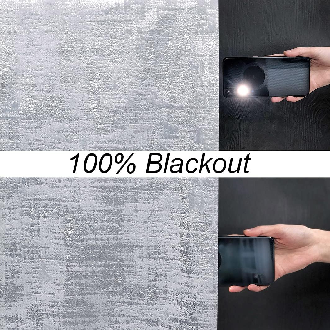 always4u Soft Velvet Curtains 100% Blackout for Window for Bedroom Thermal Silver Foil Printed Shining Luxury Window Treatment Drapes for Living Room 1 Pair Silver 46 * 54 - Image 4