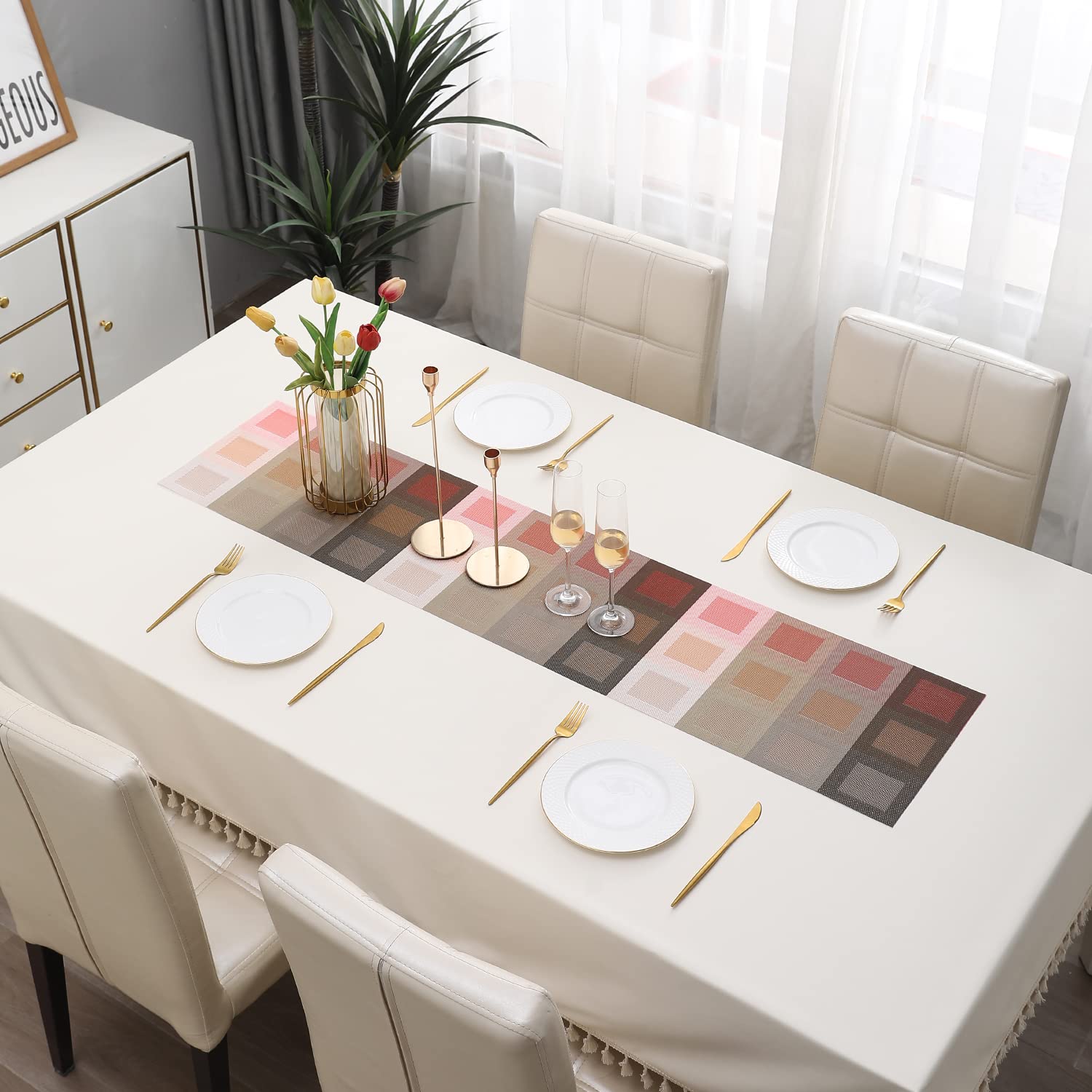 HOKIPO Geometric Grey Placemats - Set of 6 -27
