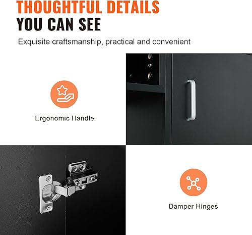 Miniatura 5 de VEVOR Mesa de manicura, escritorio de uñas con parte superior de vidrio, estación de maquillaje para uñas con gabinetes de almacenamiento, mesa de