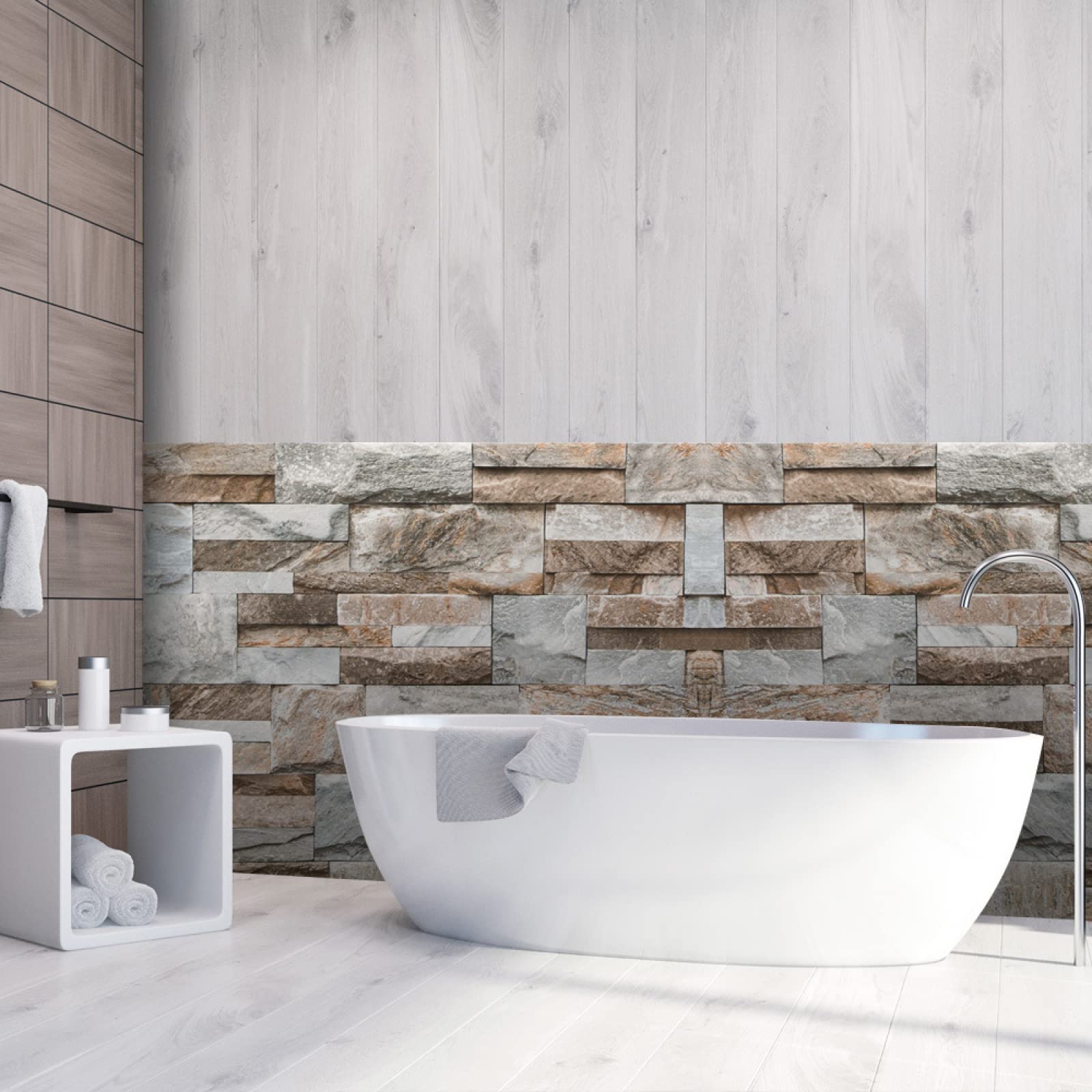 Piastrelle Adesive Cucina Mattone Di Pietra Marrone Chiaro Pavimento pvc Adesivo Mobili Decorazioni Piastrelle Adesive Bagno Impermeabile Resistenza all'olio Mattonelle Adesive