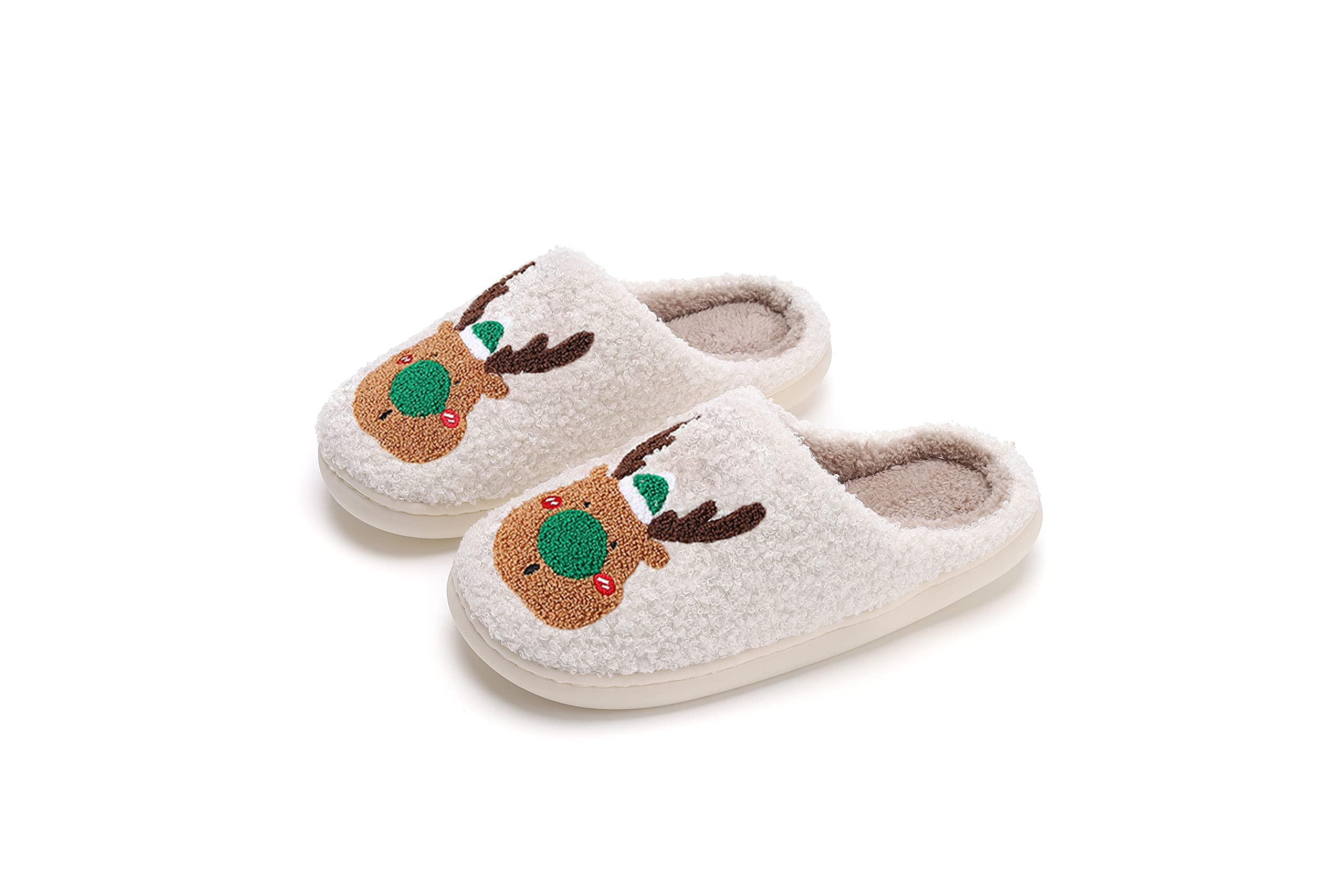 NEVEROLD Fun Cute Trendy Colorful Cartoon Illustrated Cozy Fluffy Plush Fur Slip On Cushion House Slippers for Women, Men, Girls, and Boys