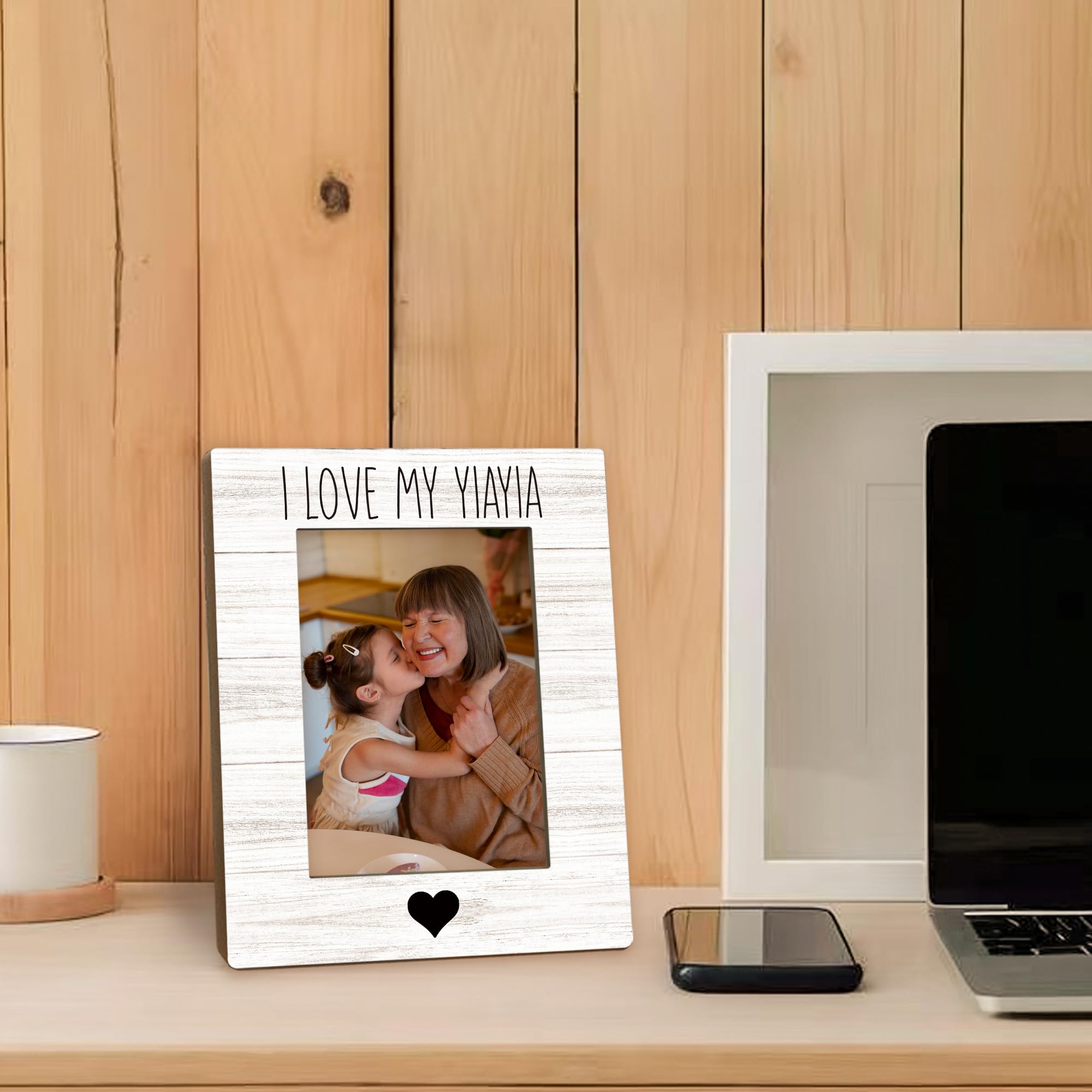Yiayia Gifts Picture Frame 5x7, Yiayias Photo Frame, Christmas Mothers Day Birthday Gifts for Yiayias from Grandkids, I Love My Yiayia Wooden Picture Photo Frames for Desk Home Room Decor