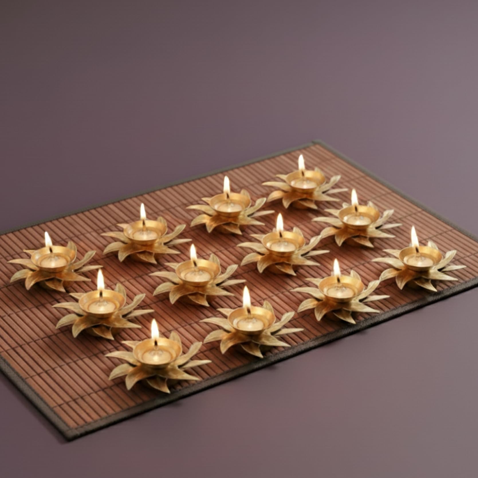CraftVatika Brass Diyas for Puja Diwali Decoration Diya Oil Lamp Stand/Festive Diya/Diwali Lights (Set of 12)-image-16