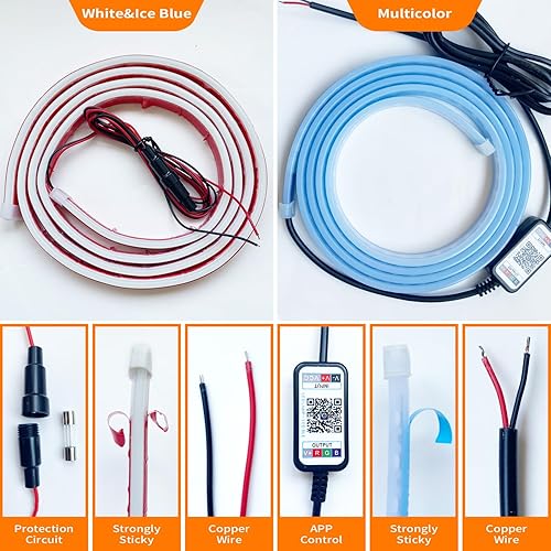 Miniatura 5 de Ailinge Tira de luz LED para capó de automóvil, escaneo dinámico flexible, para correr durante el día, kit de luces impermeables de silicona de 12 V