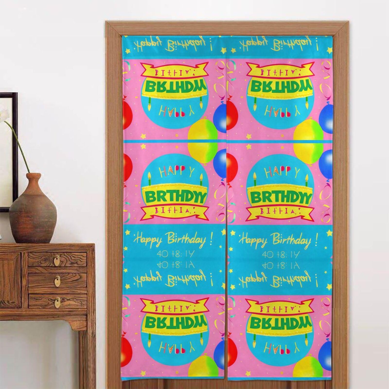 CNTDBU Happy Birthday Balloon Door Curtain 34x56 Inch-Room Divider Panel for Privacy, Entryway Screen for Kitchen Bedroom
