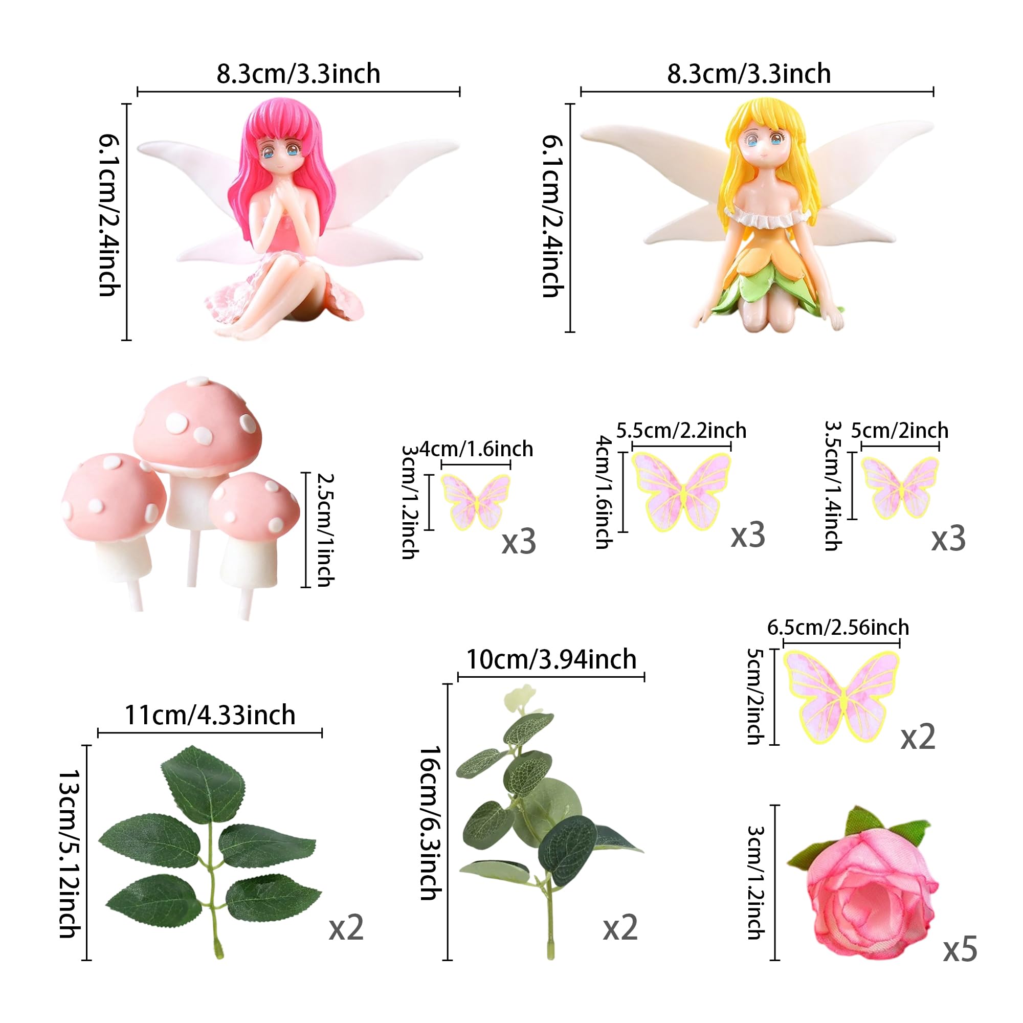 LaVenty Fairy Cake Decoration Mushroom Cake Decorations Fairy Cake Topper Garden Fairy Cake Decoration Fairy Party Supplies Fairy Party Favors - Image 2