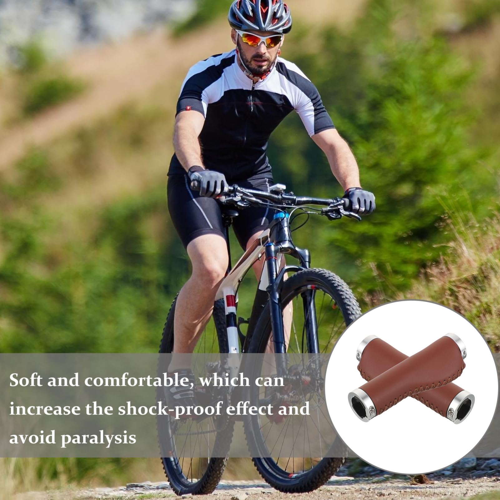 INOOMP 4pièces Poignées Antidérapantes PU pour Vélos De Guidon Élastique Et Confortable Accessoire pour Cyclisme Et Ville