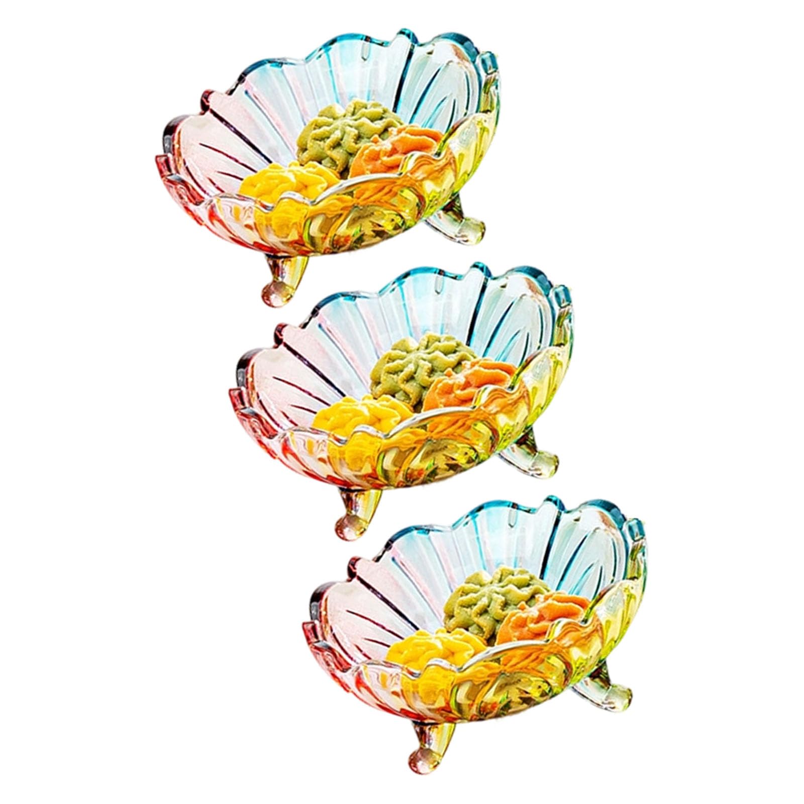 Kalttoy Glass Fruit Bowl with Legs for Snacks Dessert Home Party Serving Scratch Glass Serving Plate with Legs Snacks Bowl Suitable