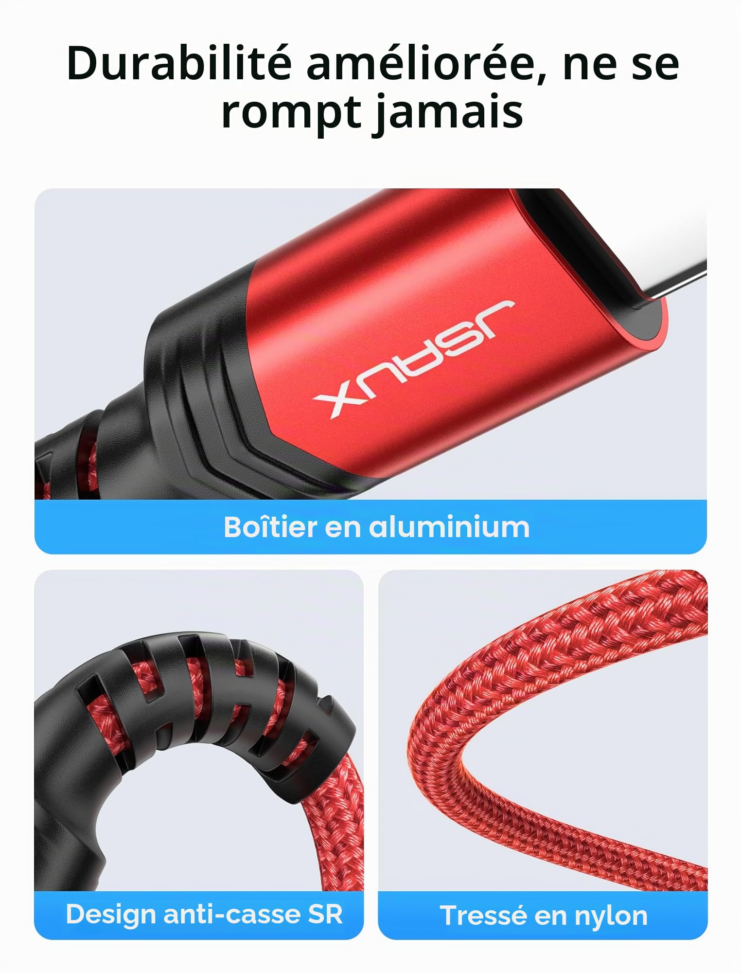 JSAUX Câble USB C vers 3,5mm Jack, Type C vers 3.5mm Mâle Adaptateur Jack Stéréo Voiture auxiliaire Compatible avec iPhone 17 Air/16/15 Pro Max, Galaxy S25 S24 S23 S22 Ultra, iPad Pro, Huawei P40