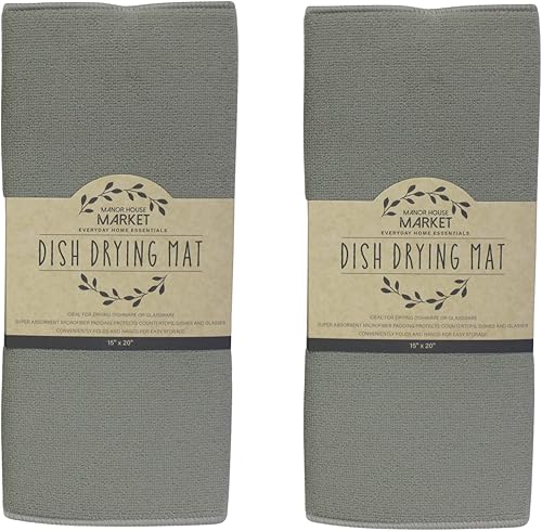 Dependable Industries - Juego de 2 alfombrillas de microfibra ultra absorbentes para secar platos de cocina 15 x 20 pulgadas biberones platos platos