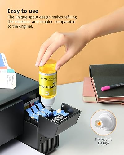 Miniatura 2 de Hiipoo Botellas rellenadas de tinta de sublimación de 19.6 fl oz, compatibles con impresoras de inyección de tinta ET2400, ET2720, ET2760, ET2750,