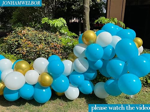 Miniatura 6 de Jonhamwelbor Paquete de 100 globos de látex turquesa y verde azulado de 12 pulgadas para cumpleaños, compromiso, baby shower, fiesta, decoración de