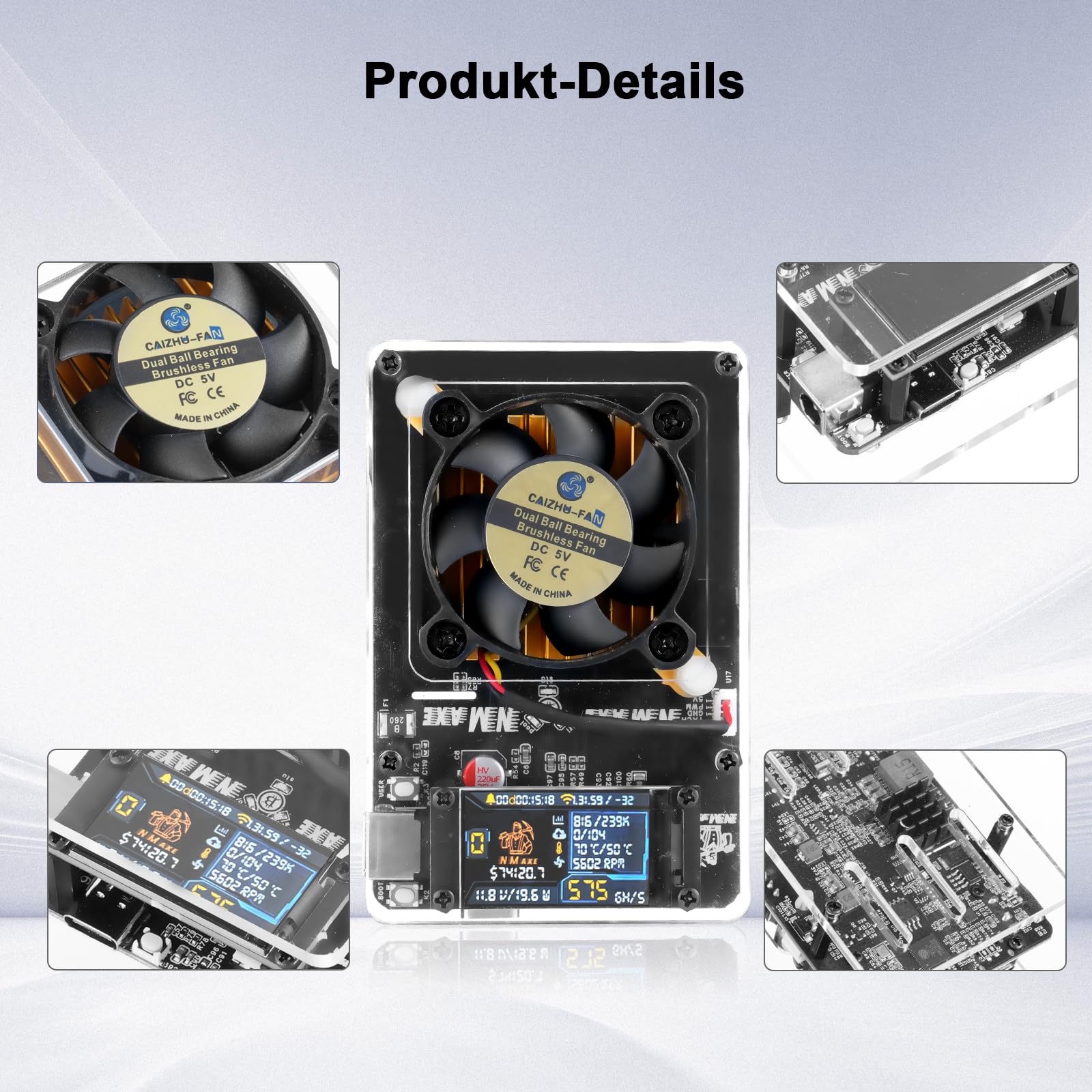 ARCELI NerdMiner NMaxe Solo Bitcoin Miner, NerdMiner con chip ASIC BM1366  500 GH/s 20 J/