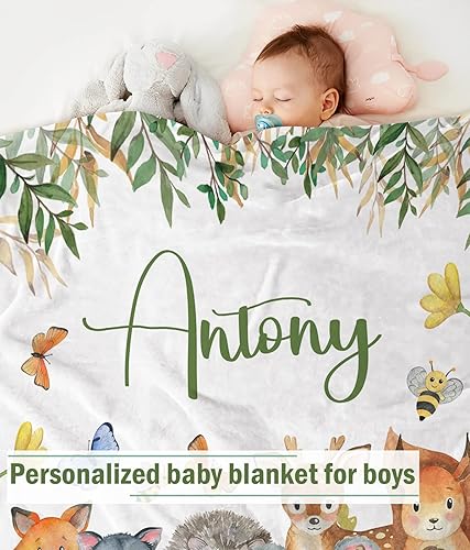 Miniatura 2 de Manta de bebé personalizada para niños, manta de bebé personalizada con nombre súper suave para niños, mantas personalizadas de animales para bebés,