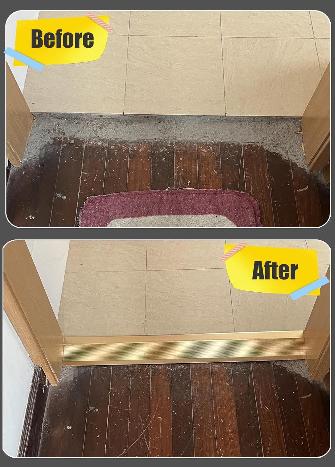 Metal Heavy Duty Transition Strip for Uneven Floors 4 Inch Wide Temporary Ramp Threshold Reducer for Wood to Tile/ Laminate Flooring/ Concrete Slabs, Floor Edge Trim ( Color : Silver , Size : 90cm/35.