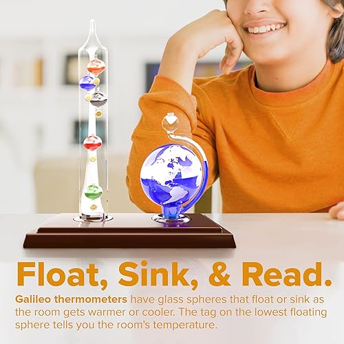 Miniatura 6 de JJ Care - Termómetro Galileo con barómetro de globo de vidrio esmerilado, la estación meteorológica Galileo mide temperaturas de 64 F a 80 F,