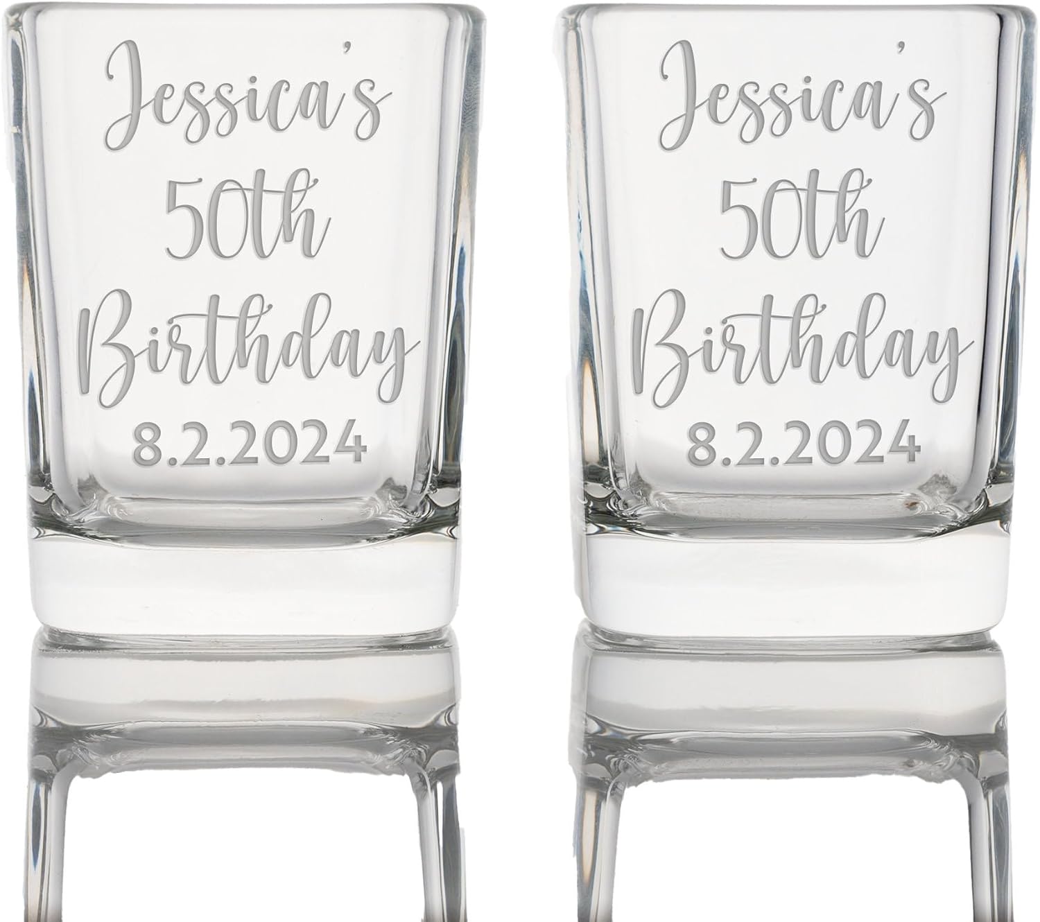 Custom 2 oz Shot Glass - Set of 10 Glasses Personalized with Name and Birthday - Ideal for 21st, 30th, 40th, 50th Birthday Party Favors and Gifts