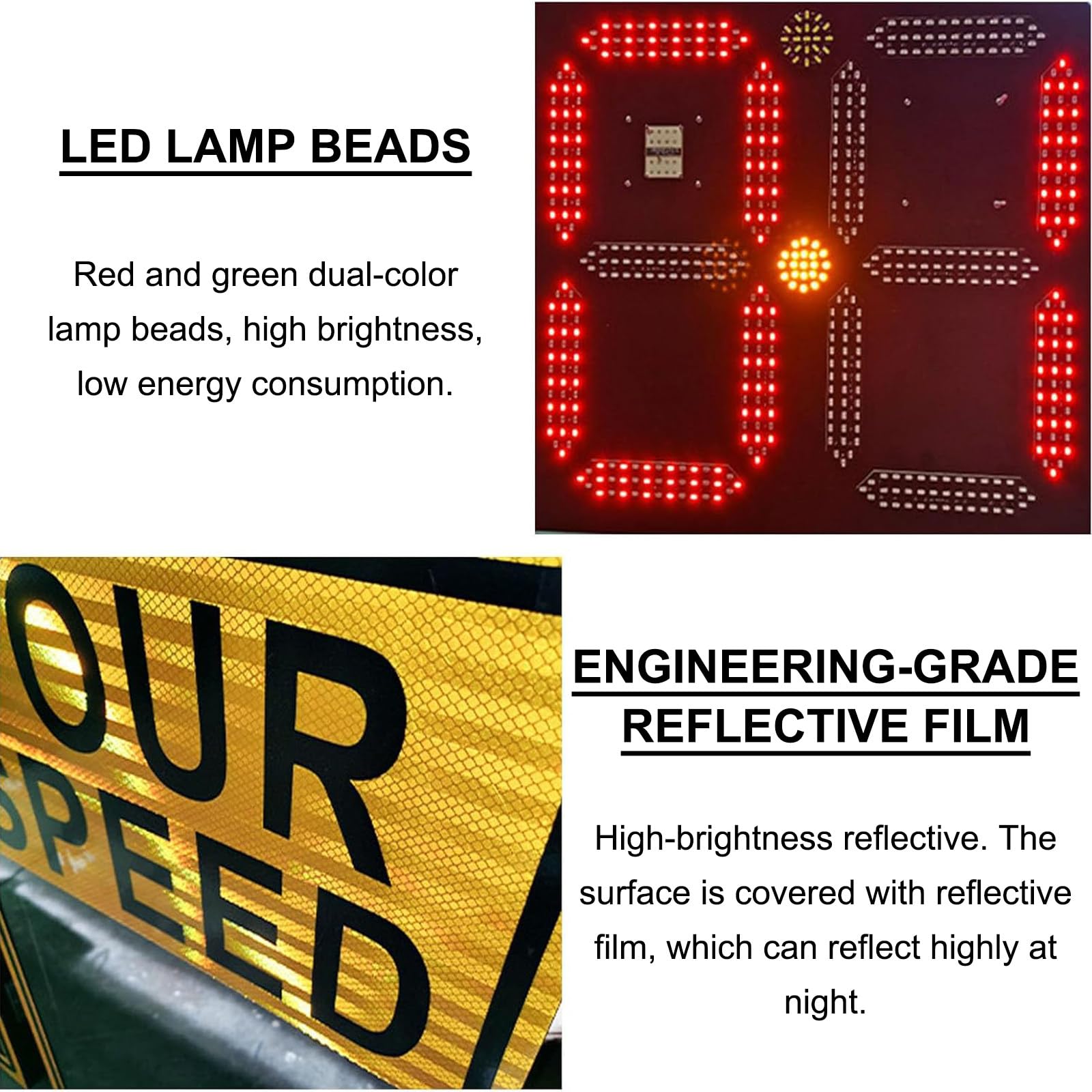 Señal de Radar de Velocidad para Vecindario, Señal de Detección de Velocidad con Energía Solar, Indicador LED Intermitente de Límite de Velocidad para Escuela de Muelle de Aeropuerto