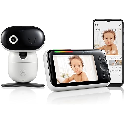 Motorola Nursery WiFi Video Baby Monitor with Camera and Audio, 5" Screen, HD PIP1510 Connect, 1000ft Range, Wall Mount, 2-Way Audio, Lullabies, Temperature Sensor, Zoom, Tilt