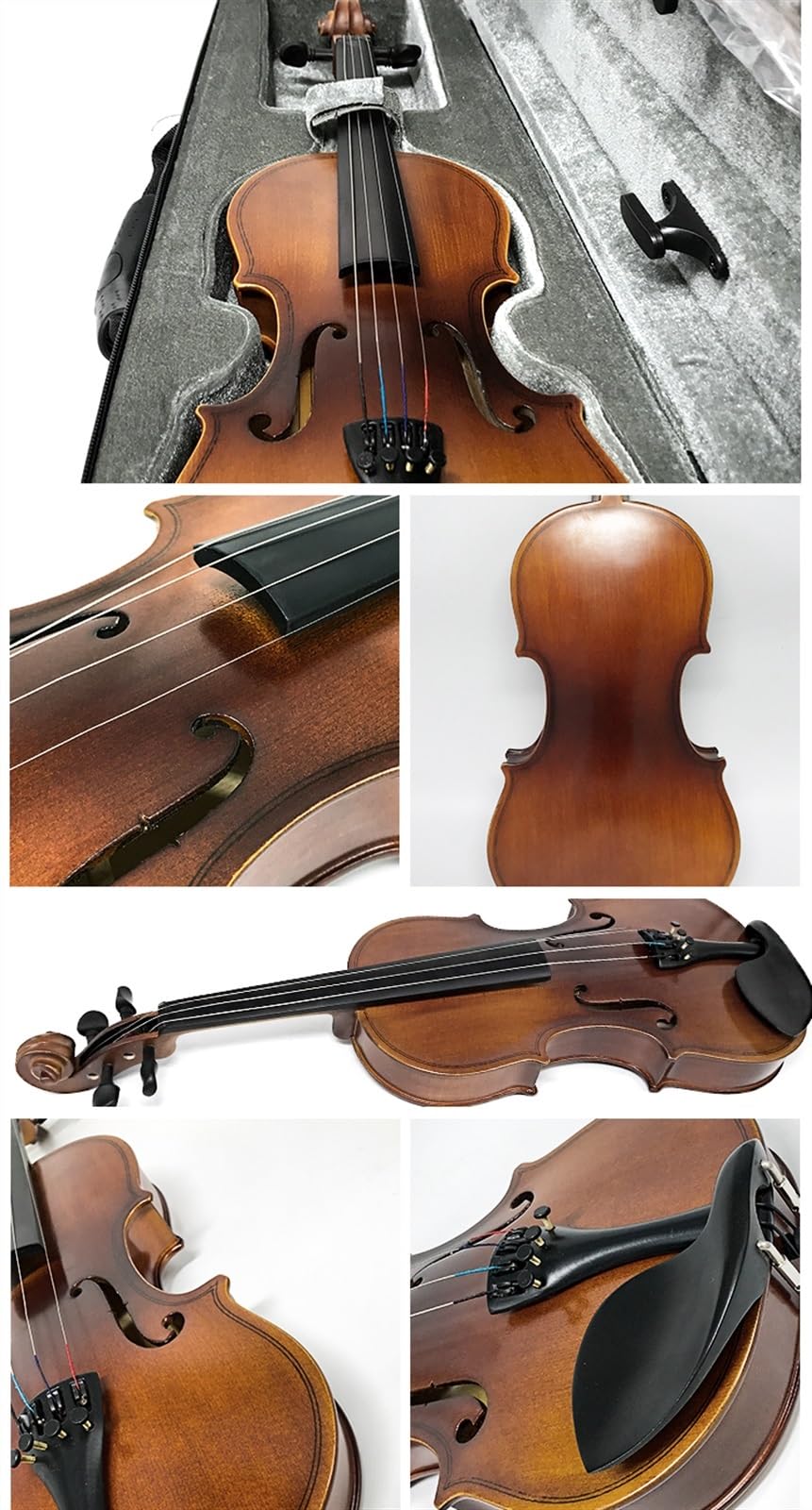 Geige 4/4 Violine Für Erwachsene Anfänger Prüfung Leistung Fichtenholzplatte Braun(4/4-A)