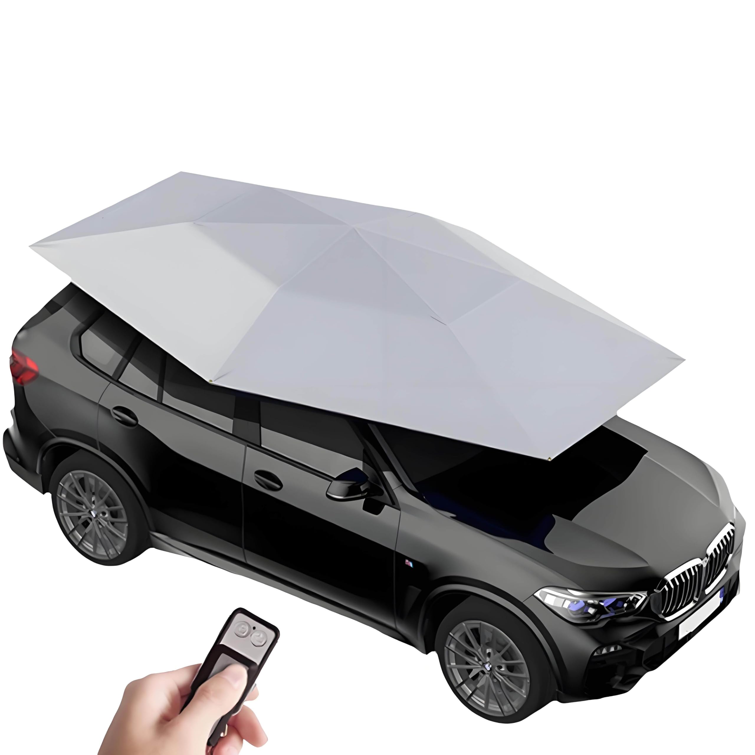 Carport per Auto, Carport Completamente Automatico, Tendalino Impermeabile con Telecomando, Ombrellone Pieghevole per Auto, Parasole, per parcheggi all'aperto,Silver-4.2m