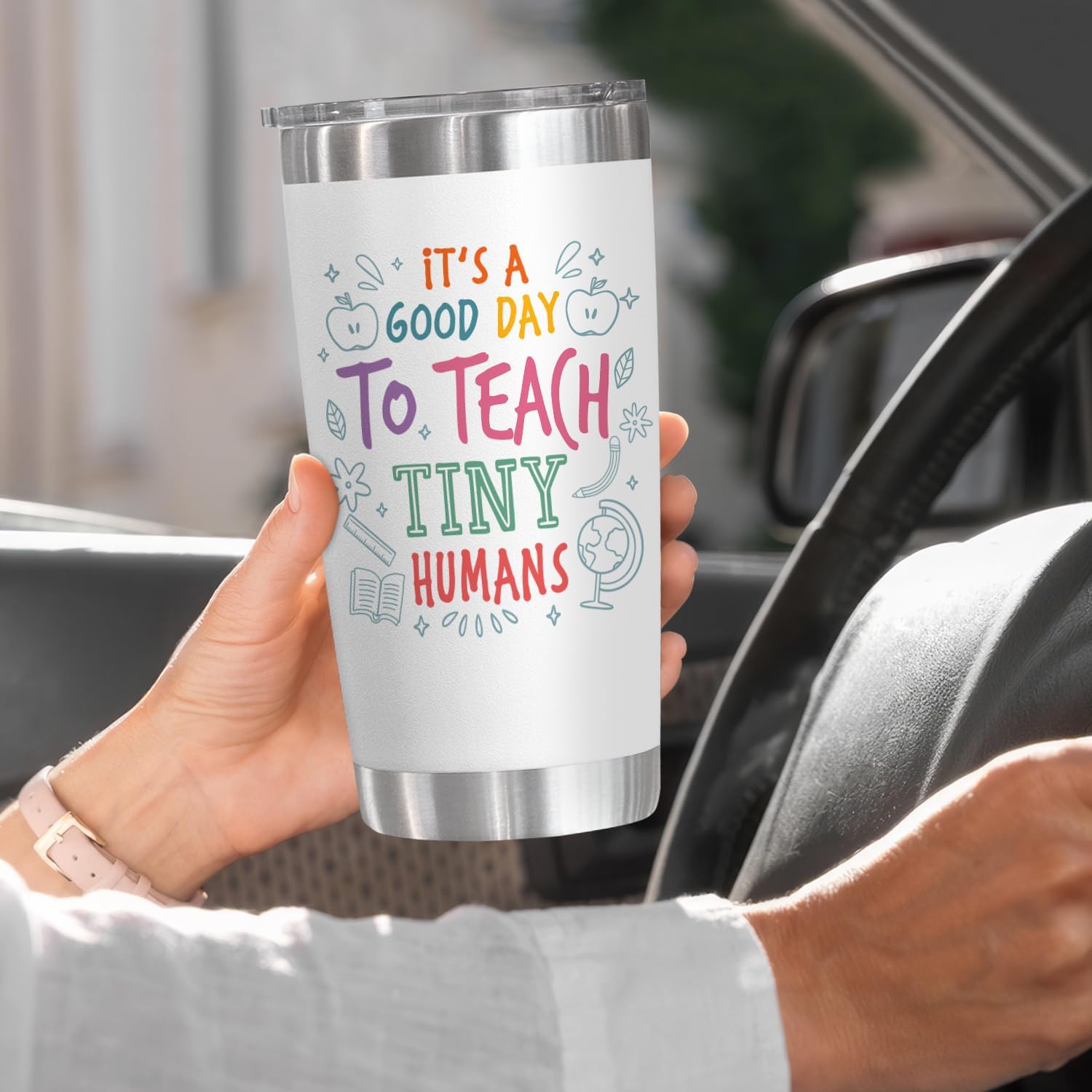 Teacher Gifts for Women - 20 oz Stainless Steel Insulated Coffee Tumbler with Lid - Thank You Appreciation Birthday Graduation School End of Year Gifts for Teacher from Student - Image 4