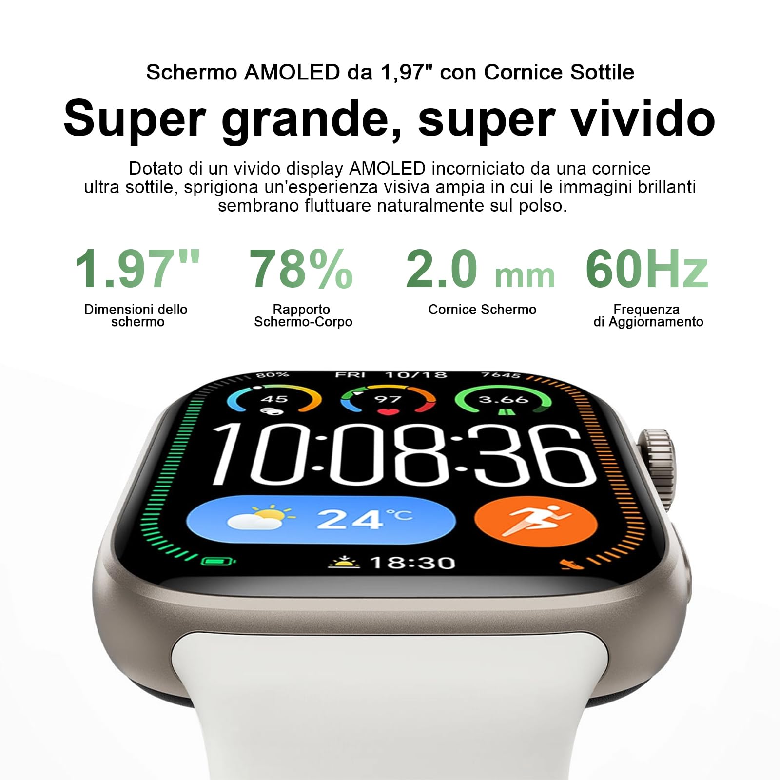 HONOR Watch X5i Smartwatch, 1.97" AMOLED Display Orologio Smart con Chiamate Bluetooth, Batteria 21 Giorni, Monitoraggio Cardiaco e SpO2 24/7, 109 Modalità Sport, Impermeabile 10M (Bianco)