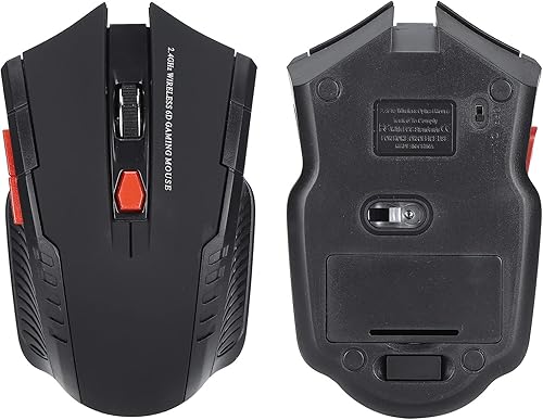 Miniatura 5 de Pomya Ratón de juego inalámbrico, mouse ergonómico para computadora, mouse óptico para computadora portátil, 2.4 GHz, 6 teclas, DPI ajustable, negro