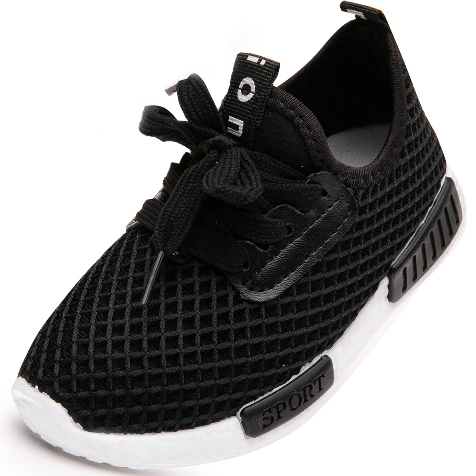 Daclay Zapatos niños Niñas Deportivo Transpirable Malla con Parte Superior de Cuero cómoda Cordones Zapatillas Sneakers