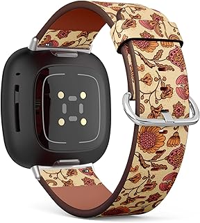 CJBROES Replacement Leather Watch Band, Compatible with Fitbit Versa 3 and Fitbit Sense of Wristband Bracelet Accessory - Floral
