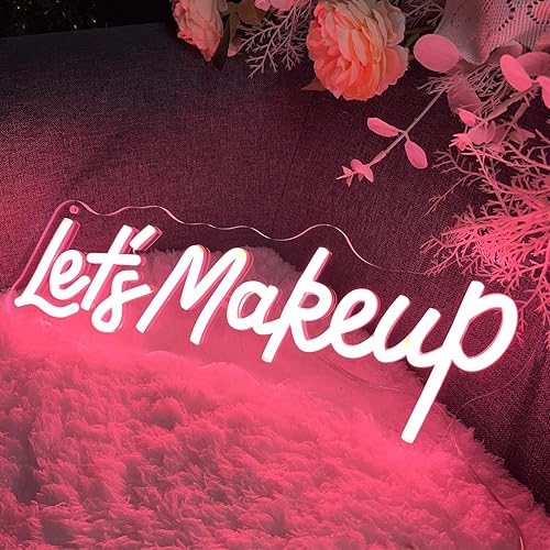 Miniatura 4 de Lets Makeup Letrero de neón para spa, sala de belleza, cejas de uñas con pestañas para estudio, decoración LED de arte de pared para tiendas de