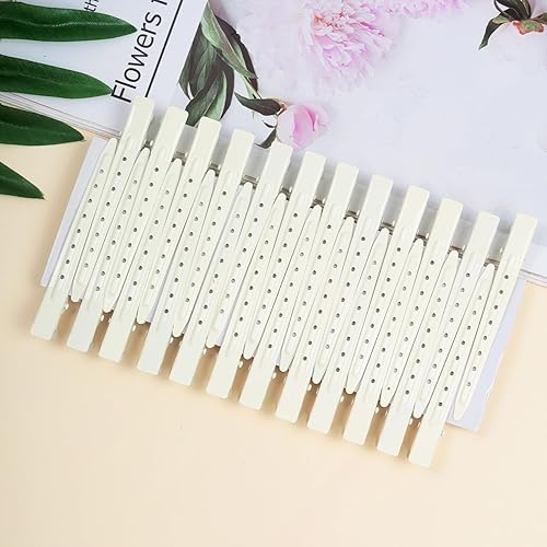 Miniatura 4 de Bantoye - Paquete de 24 pinzas de pato, 3.35 pulgadas de metal inoxidable con agujeros para peinar el cabello, coloración del cabello, color blanco