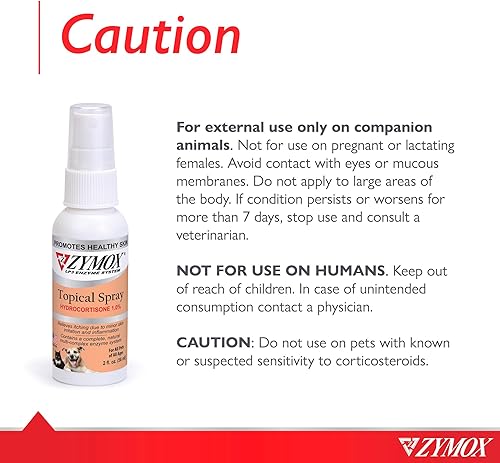 Miniatura 5 de Zymox Spray tópico para puntos calientes para perros y gatos con 1% de hidrocortisona, 2 onzas