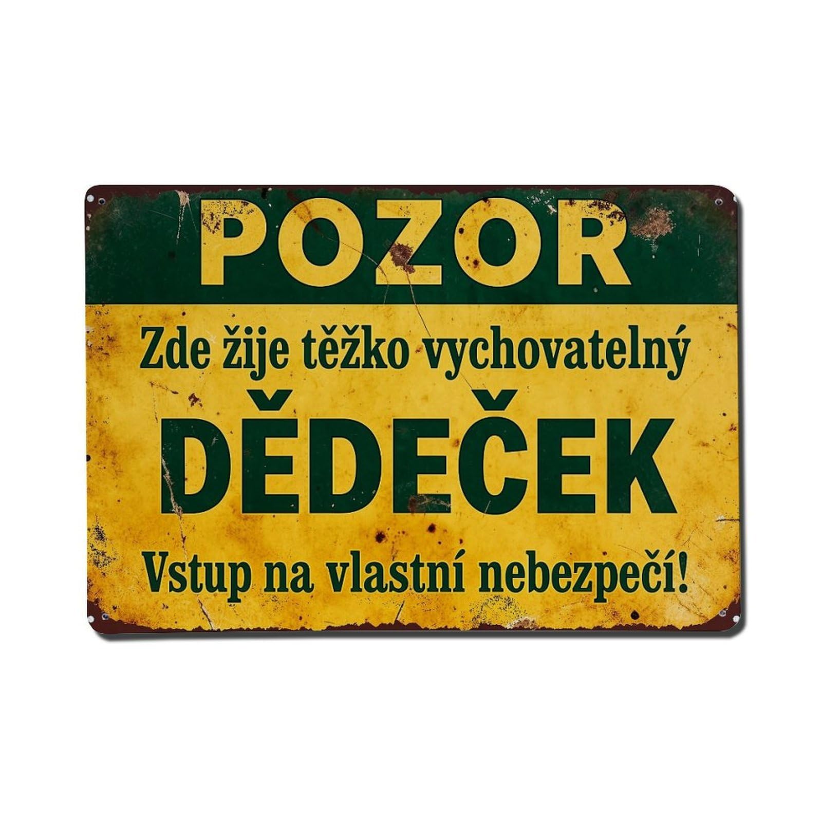 Caution Here Lives A Difficult To Raise Grandpa Enter At Your Own Risk Metal Tin Sign Plaque