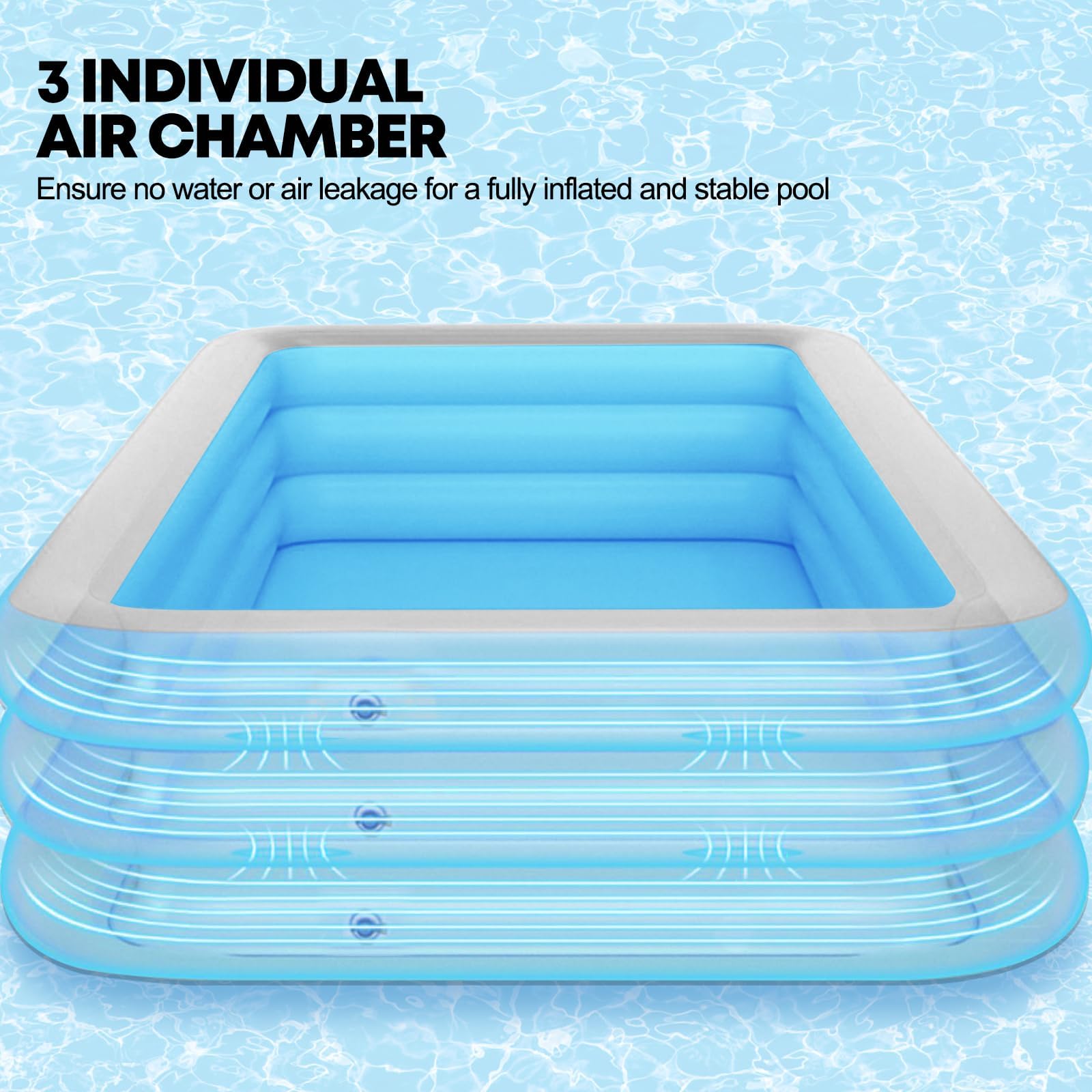 Piscina gonfiabile, rettangolare, grande, per cortile, giardino, balcone, 150 x 100 x 50 cm