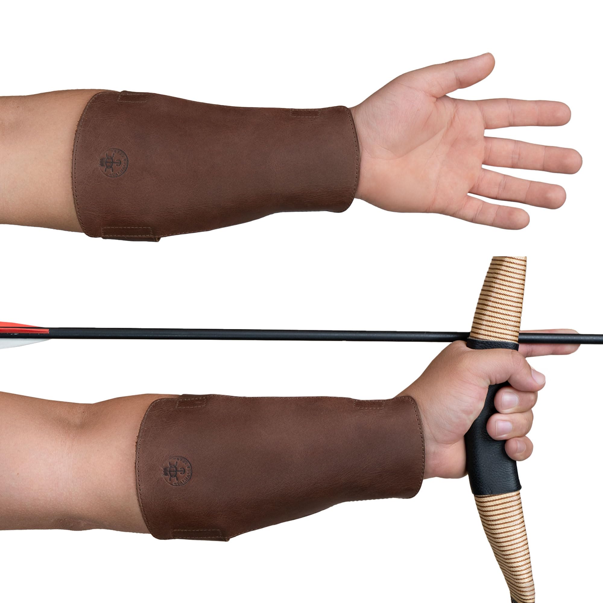 Archery Arm Guard, Forearm Protector, Adjustable Straps, Archer Essentials, Shooting Practice, Larping, Full Grain Leather, Handmade, Bourbon Brown