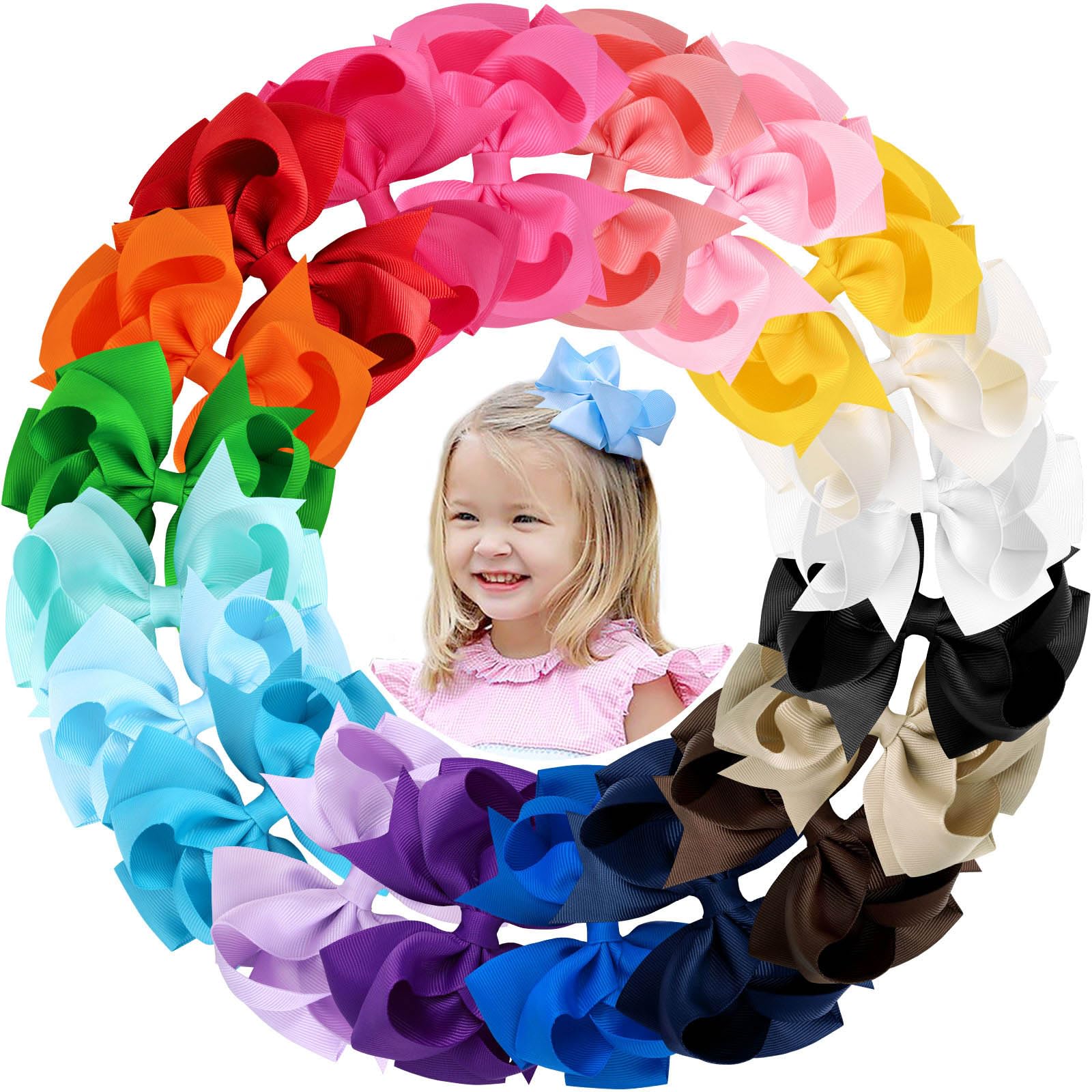 Photo 1 of 20PCS 4.5inch Hair Bows Clips, Oaoleer Layered Grosgrain Ribbon Bows Hair Alligator Clips Hair Barrettes Hair Accessories for Baby Girls Infants Toddlers Kids Teens Children (Style-B)