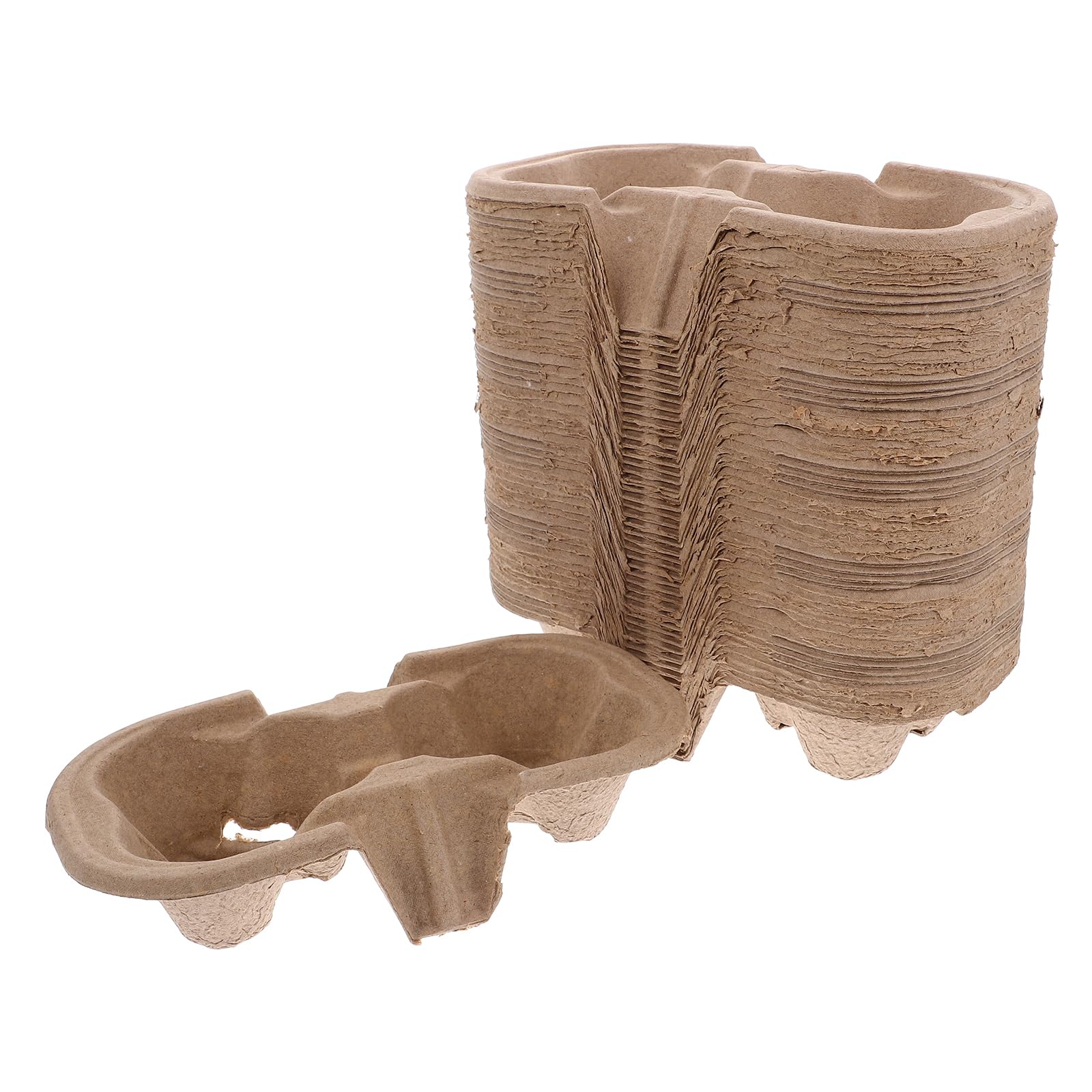 MAGICLULU Porte-Gobelet À Emporter 50 Pièces Plateau Porte-Boissons Jetable en Pâte À Papier Support Gobelets À Emporter pour 2 Tasses Livraison De Boissons Restaurants Pique-Niques
