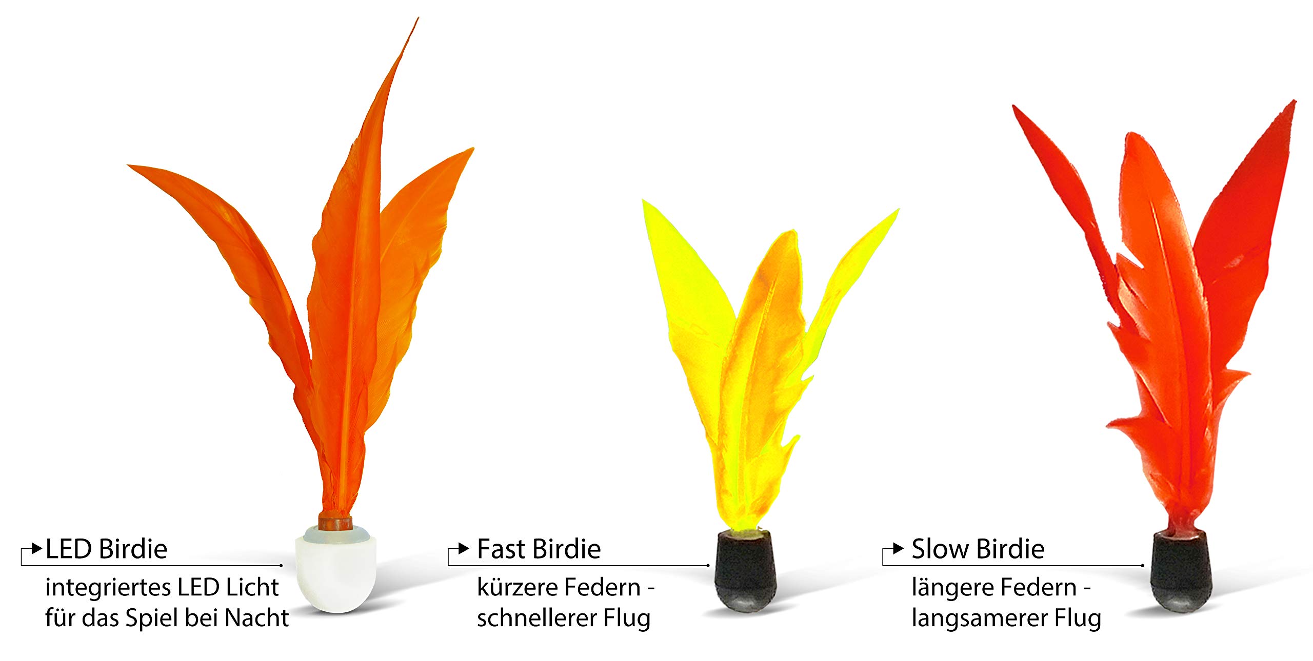 Schildkröt Jazzminton Birdies, Confezione da 3 Pezzi di Ricambio, Include Birdie con LED per il Gioco Notturno, Ottimo Volo, Buon Salto, 970156