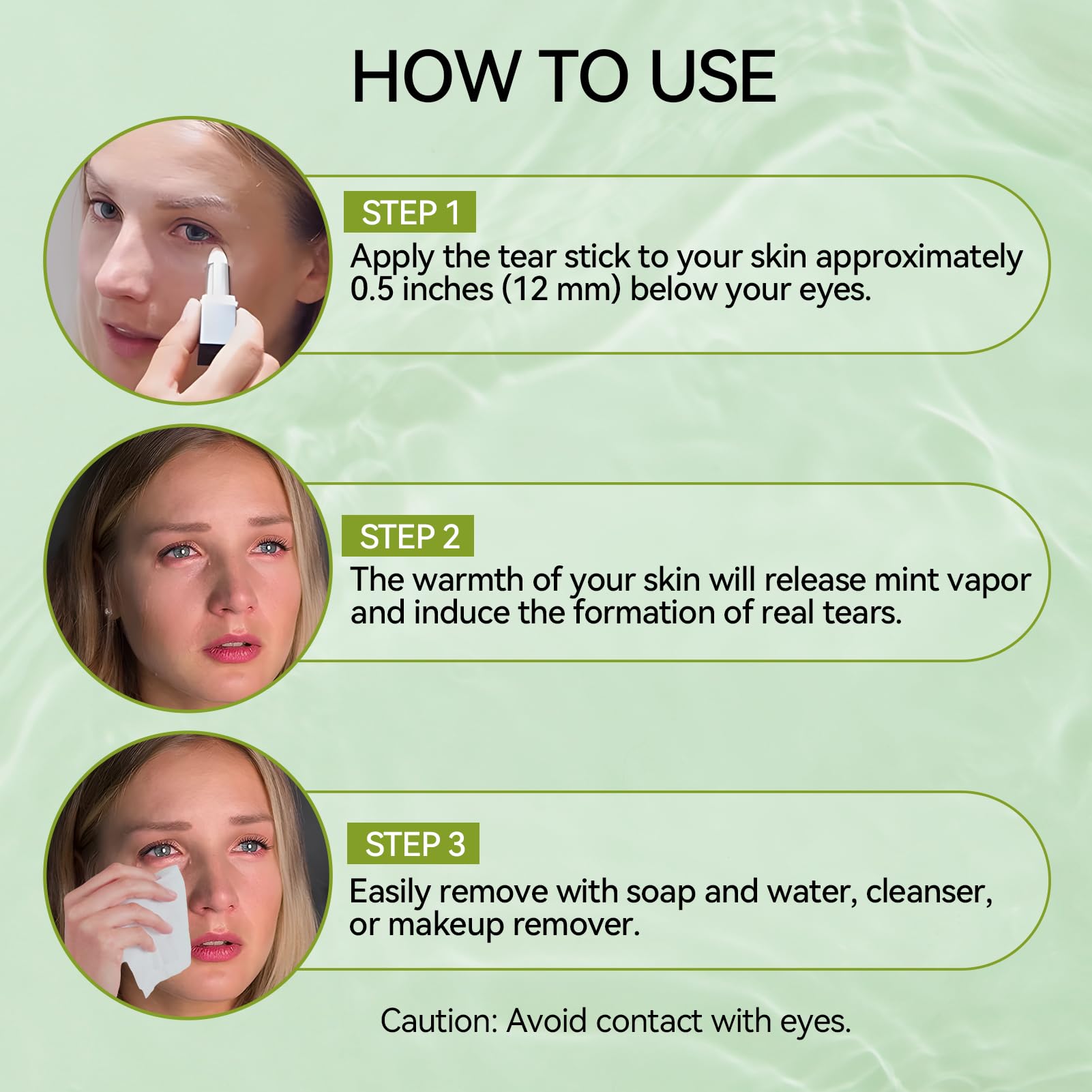 Allony Tear Stick, Stick lacrimale naturale alla menta per attori, creare lacrime naturali, per trucco SFX, cinema, teatro, programmi TV, spettacoli e palcoscenici, 3,5 g
