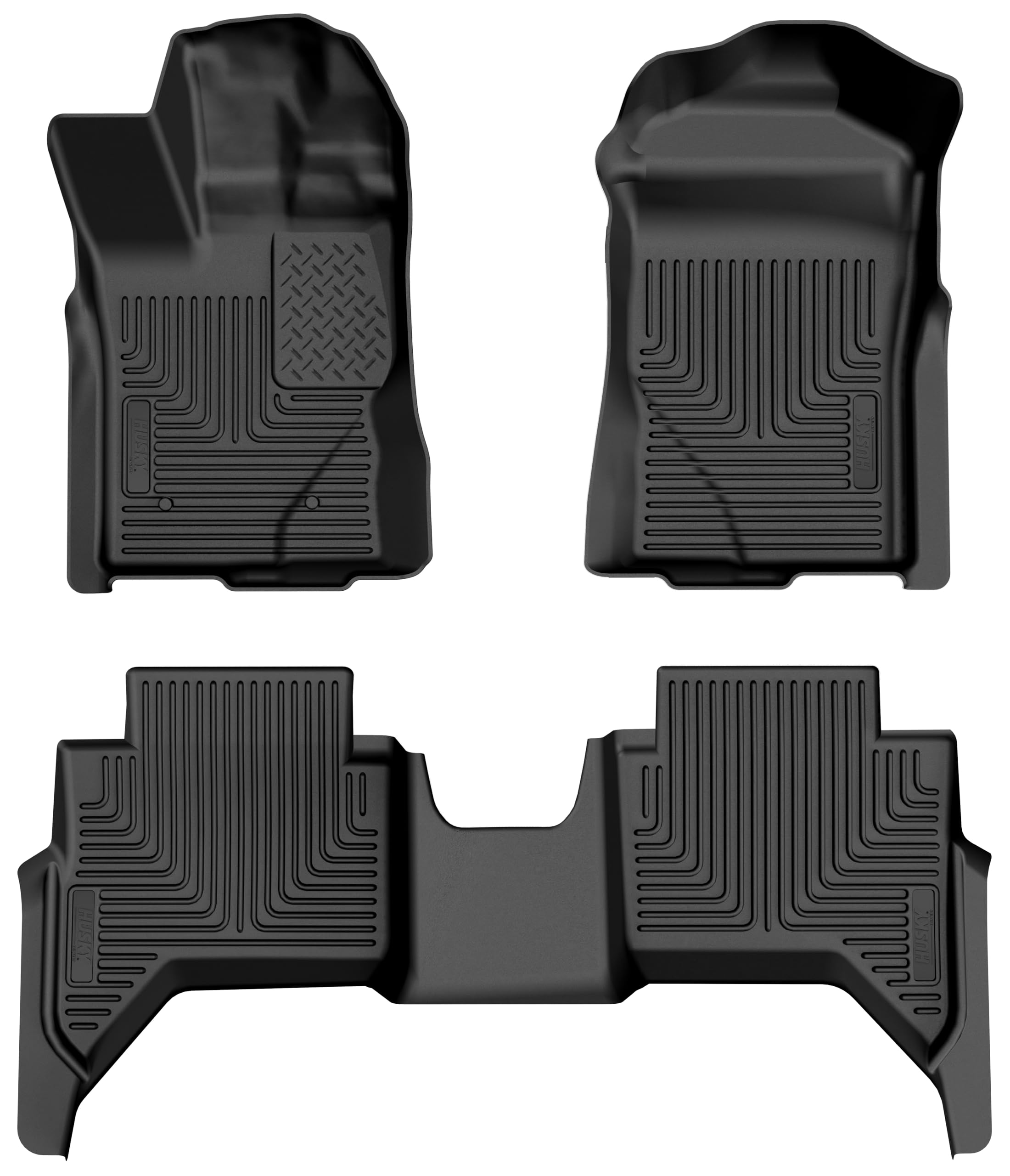 Husky Liners Weatherbeater Floor Mats | Fits 2024 Ford Ranger Supercrew | Front & 2nd Row, 3-pc Black - 94171