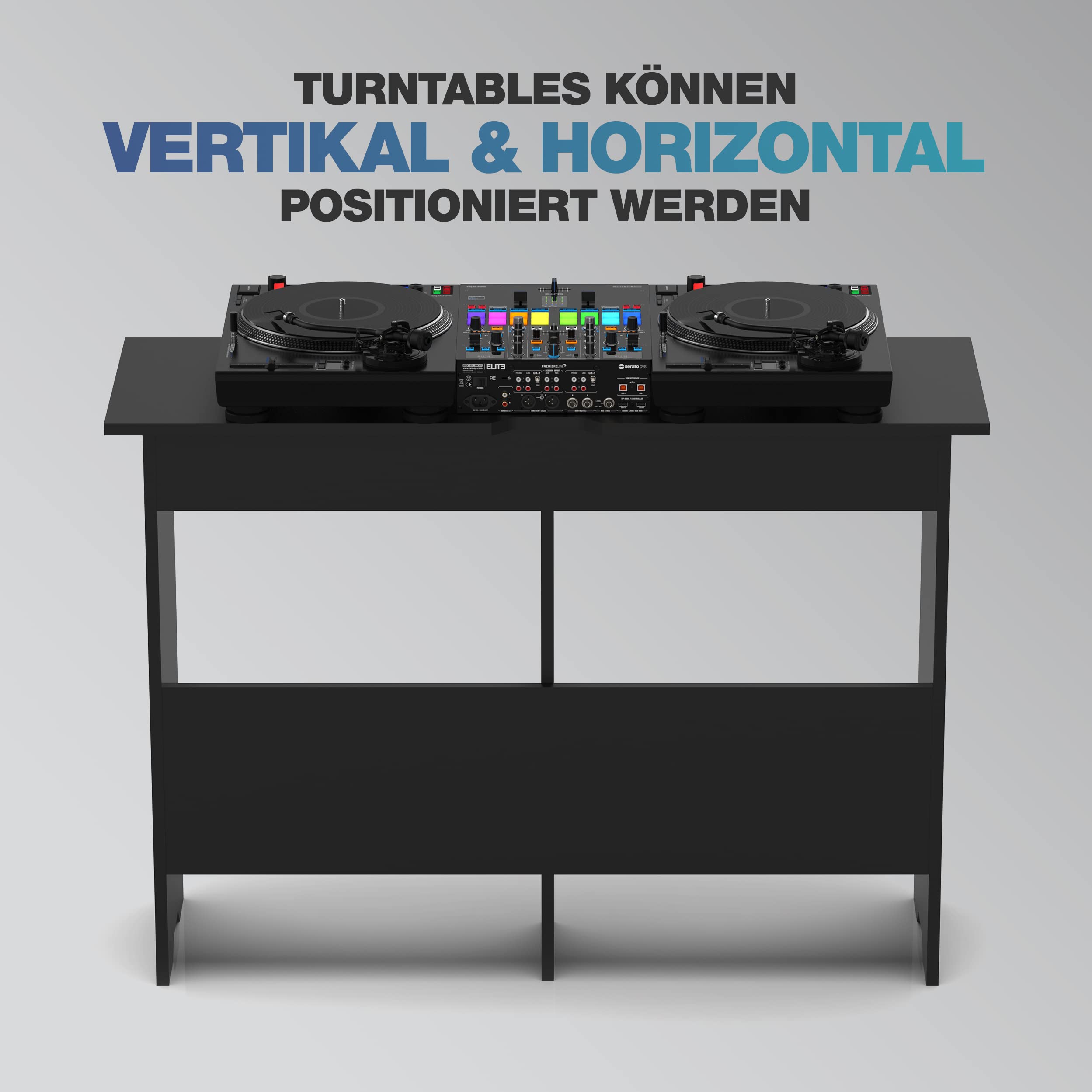 Glorious Mix Station 2 - Für 2 Plattenspieler oder CD-Player und 1 Mischpult bis zu Einer Breite von 14'' oder einen DJ-Controller mit Laptop, Kabelauslässe an der Front und den Seitenplatten