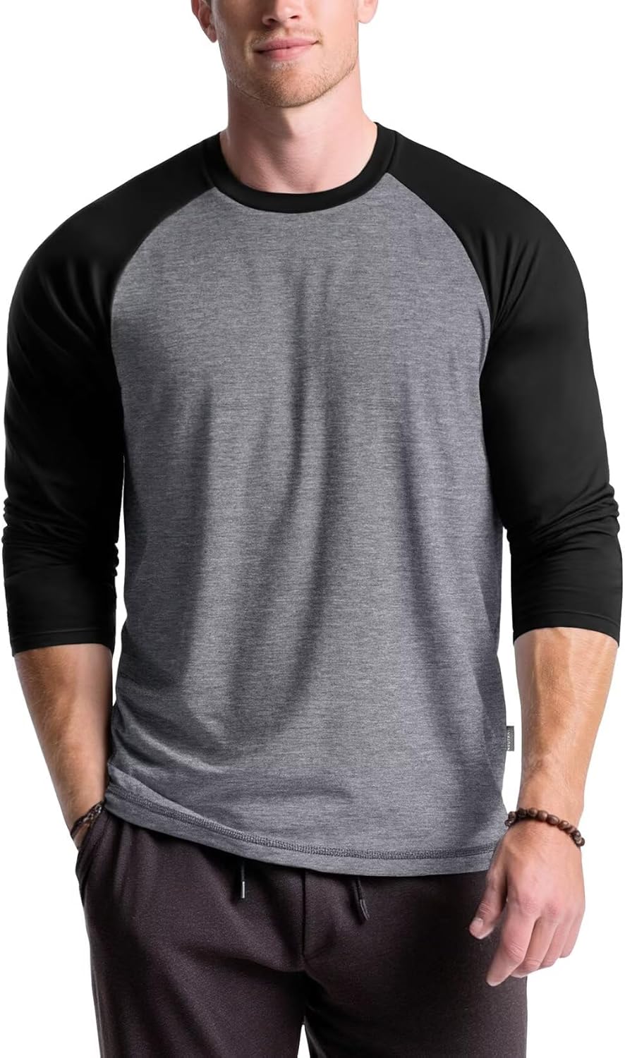 Zengjo Raglan Shirt Men Long Sleeve Colorblock Baseball Tee Casual Knit Jersey Top